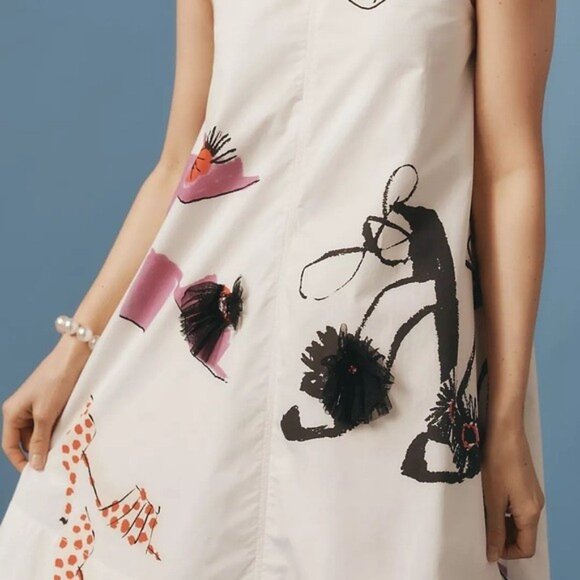 NWT Size MP-Anthropologie The Keiko Cotton Mini Dress Danielle Kroll(NWT USD188) - Picture 2 of 16